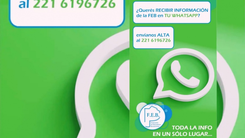 ¿ TODAVIA NO TE SUMASTE AL WHATSAPP DE FEB?