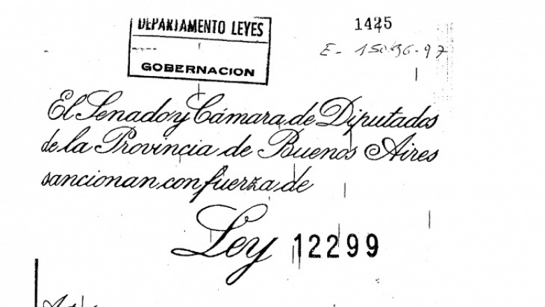 Ley 12.299/1999:  Programa Provincial de prevención de violencia escolar